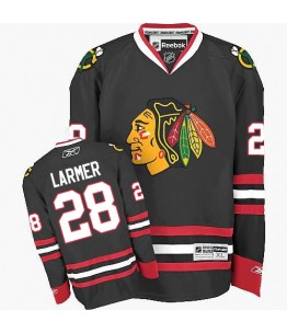 NHL Steve Larmer Chicago Blackhawks Authentic Third Reebok Jersey - Black