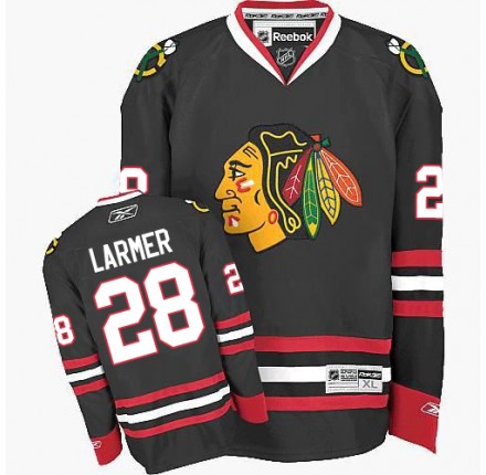 NHL Steve Larmer Chicago Blackhawks Premier Third Reebok Jersey - Black