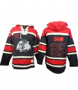 NHL Andrew Shaw Chicago Blackhawks Old Time Hockey Authentic Sawyer Hooded Sweatshirt Jersey - Black