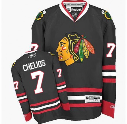 NHL Chris Chelios Chicago Blackhawks Premier Third Reebok Jersey - Black
