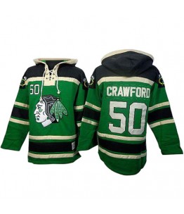 NHL Corey Crawford Chicago Blackhawks Old Time Hockey Authentic St. Patrick's Day McNary Lace Hoodie Jersey - Green