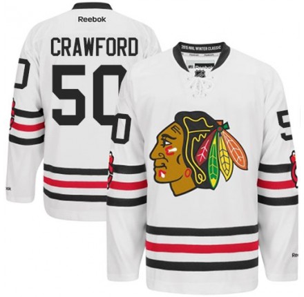 NHL Corey Crawford Chicago Blackhawks Youth Premier 2015 Winter Classic Reebok Jersey - White