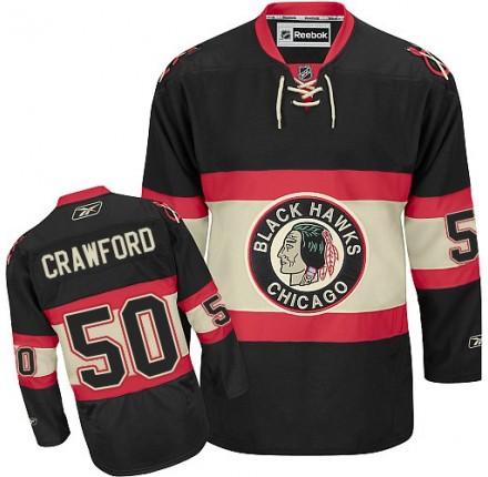 NHL Corey Crawford Chicago Blackhawks Authentic New Third Reebok Jersey - Black