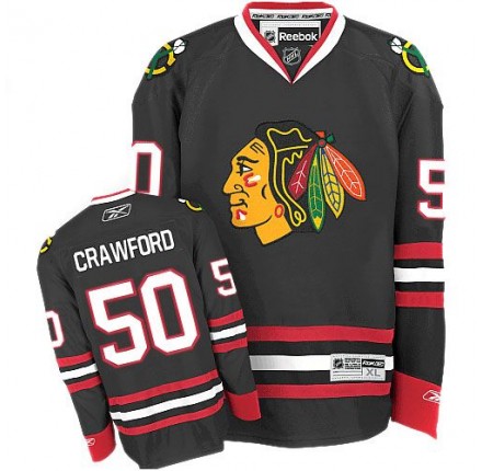 NHL Corey Crawford Chicago Blackhawks Authentic Third Reebok Jersey - Black