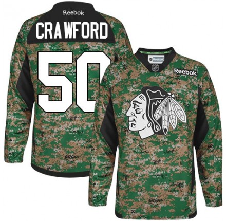 NHL Corey Crawford Chicago Blackhawks Authentic Veterans Day Practice Reebok Jersey - Camo