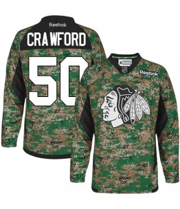 NHL Corey Crawford Chicago Blackhawks Youth Authentic Veterans Day Practice Reebok Jersey - Camo