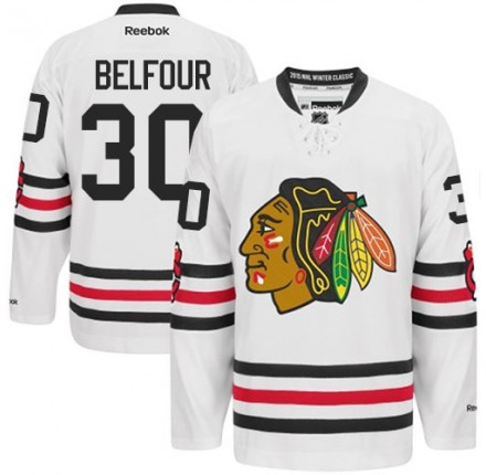 NHL ED Belfour Chicago Blackhawks Premier 2015 Winter Classic Reebok Jersey - White