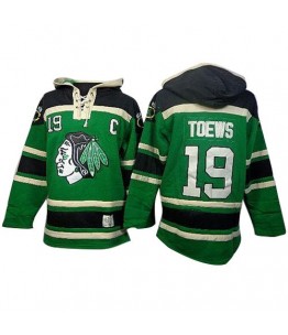 NHL Jonathan Toews Chicago Blackhawks Old Time Hockey Authentic Sawyer Hooded Sweatshirt Jersey - Green