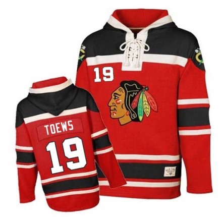 NHL Jonathan Toews Chicago Blackhawks Old Time Hockey Authentic Sawyer Hooded Sweatshirt Jersey - Red