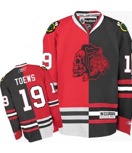 NHL Jonathan Toews Chicago Blackhawks Authentic Red Skull Split Fashion Reebok Jersey - Red/Black