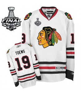 NHL Jonathan Toews Chicago Blackhawks Authentic Away Stanley Cup Finals Reebok Jersey - White