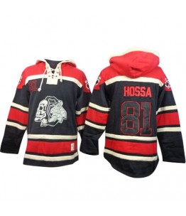NHL Marian Hossa Chicago Blackhawks Old Time Hockey Authentic Sawyer Hooded Sweatshirt Jersey - Black
