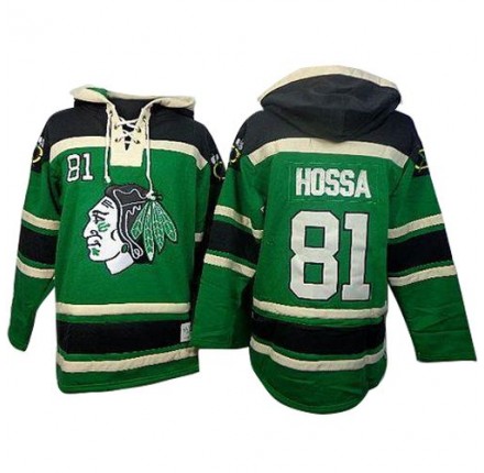 NHL Marian Hossa Chicago Blackhawks Old Time Hockey Premier Sawyer Hooded Sweatshirt Jersey - Green