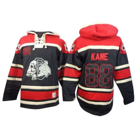 NHL Patrick Kane Chicago Blackhawks Old Time Hockey Authentic Sawyer Hooded Sweatshirt Jersey - Black