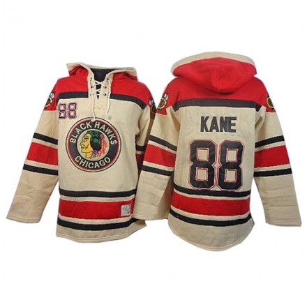 NHL Patrick Kane Chicago Blackhawks Old Time Hockey Authentic Sawyer Hooded Sweatshirt Jersey - White