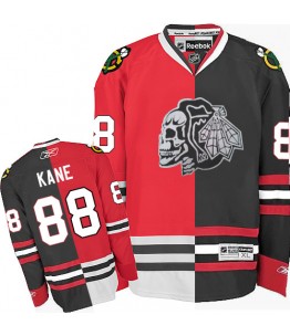NHL Patrick Kane Chicago Blackhawks Authentic White Skull Split Fashion Reebok Jersey - Red/Black