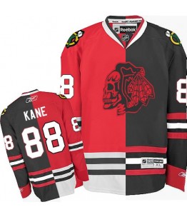 NHL Patrick Kane Chicago Blackhawks Premier Red Skull Split Fashion Reebok Jersey - Red/Black