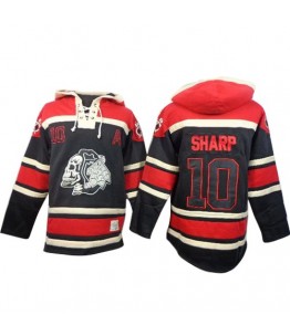 NHL Patrick Sharp Chicago Blackhawks Old Time Hockey Authentic Sawyer Hooded Sweatshirt Jersey - Black