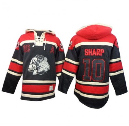 NHL Patrick Sharp Chicago Blackhawks Old Time Hockey Premier Sawyer Hooded Sweatshirt Jersey - Black