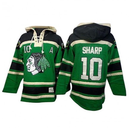 NHL Patrick Sharp Chicago Blackhawks Old Time Hockey Premier Sawyer Hooded Sweatshirt Jersey - Green