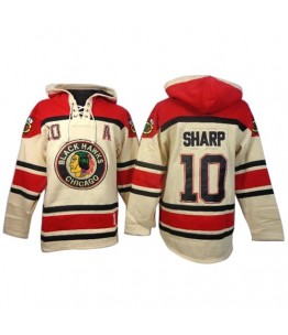 NHL Patrick Sharp Chicago Blackhawks Old Time Hockey Authentic Sawyer Hooded Sweatshirt Jersey - White