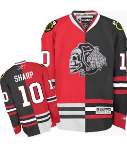 NHL Patrick Sharp Chicago Blackhawks Authentic White Skull Split Fashion Reebok Jersey - Red/Black